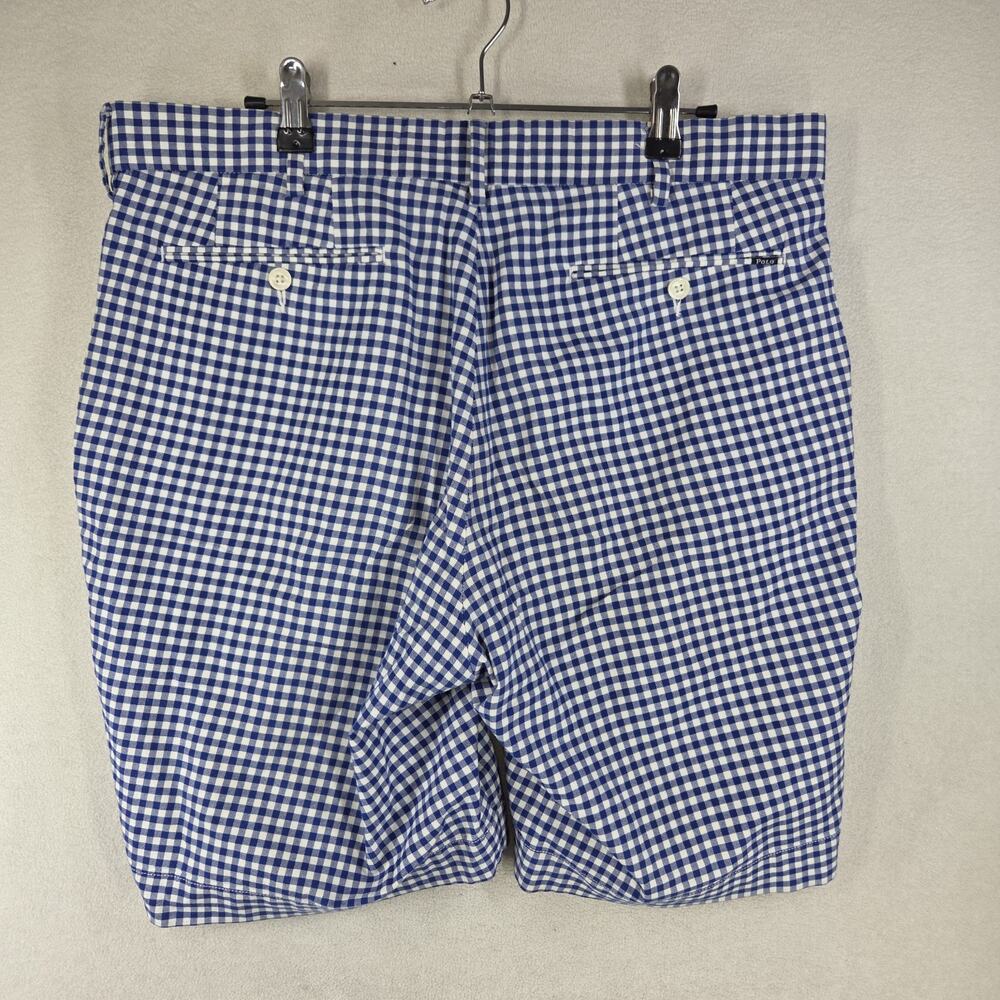 Polo Golf Blue & White Gingham Mens Fairway Shorts Sz 34 Preppy Plaid Gingham - Picture 6 of 11